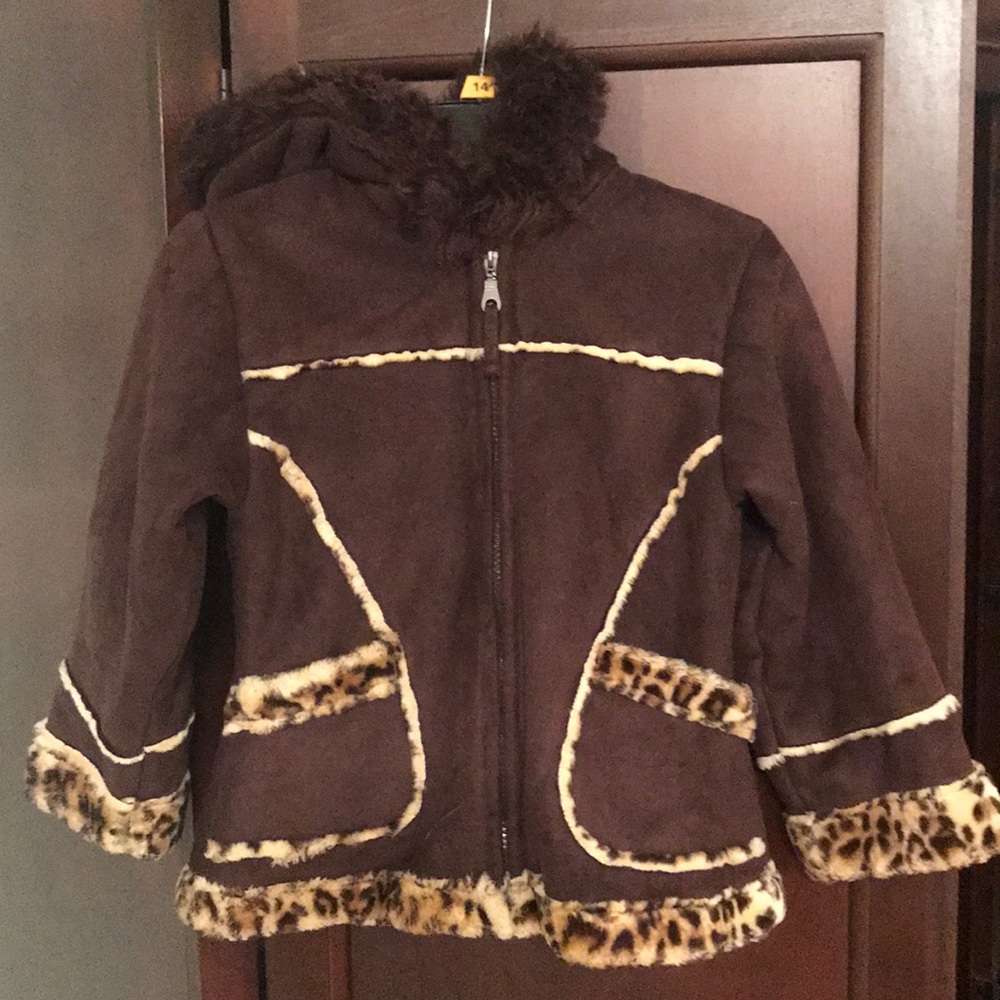Big Chill Brown Jacket with Leopard Trim
